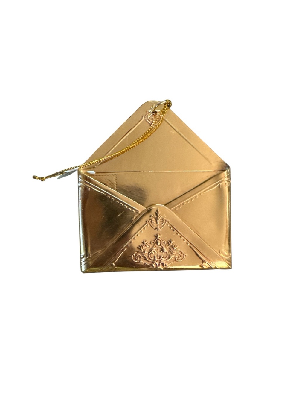 Brass Colored Envelope Christmas Ornament Decoration Opened Letter Mail Box